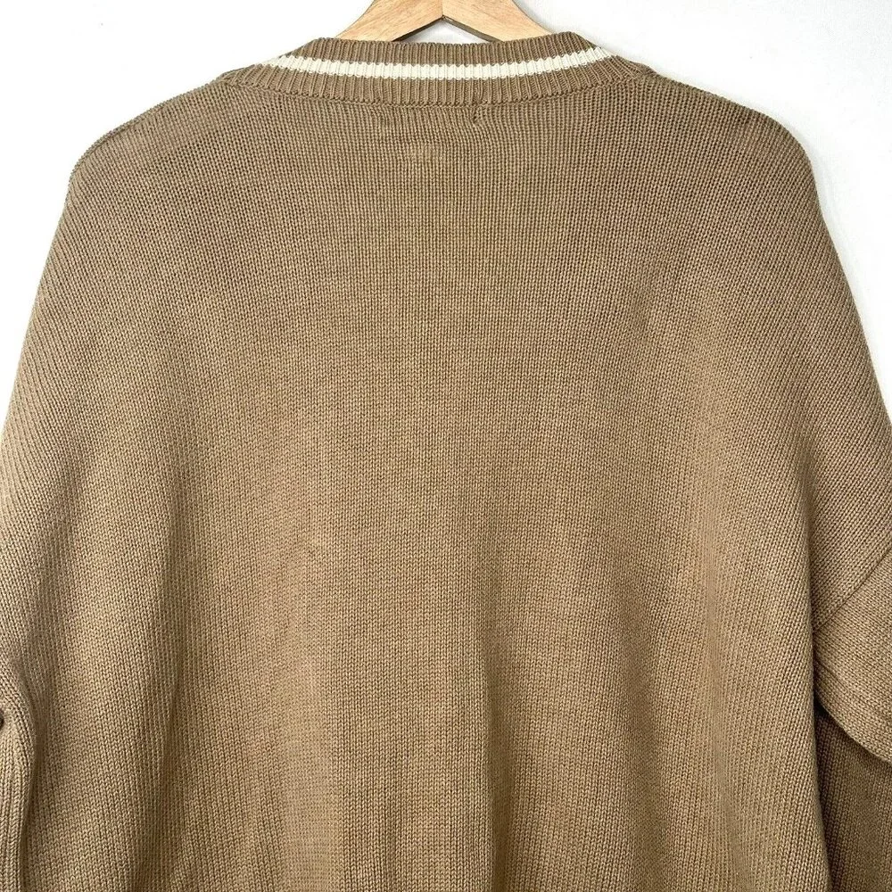 Vintage Bay Club Cardigan Sweater 80s Grandpa Knit Baggy Brown Mens Size Large - Picture 5 of 12